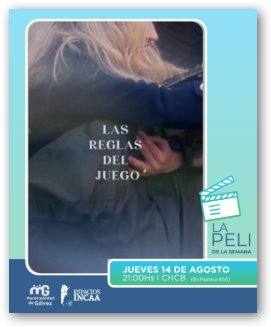 CINE: ESTE JUEVES SE PROYECTARA «LAS REGLAS DEL JUEGO»